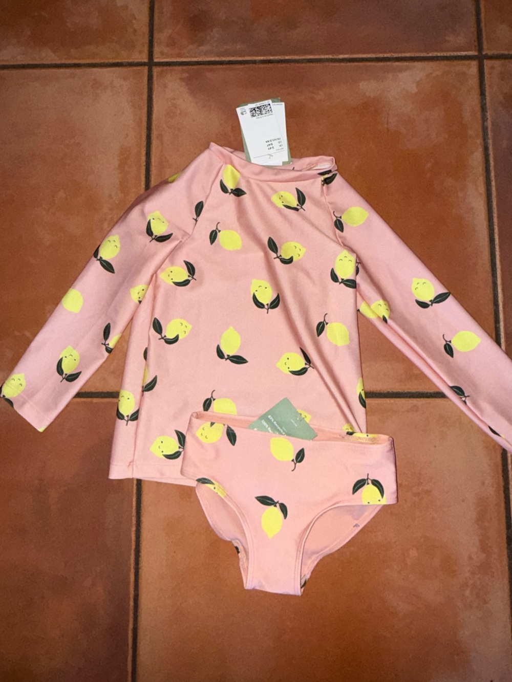 Divided Kids Swim Pink Lemon Print Rash Guard